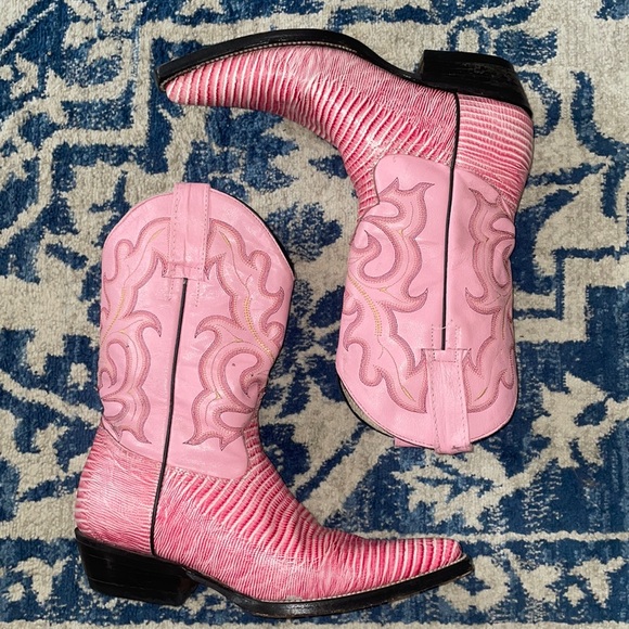 Vintage Western Pink Leather Cowboy Boot Size 6 - Picture 2 of 7